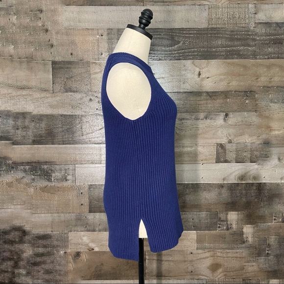 J. Crew Merino Wool Tank Top Blue Sweater Ribbed Preppy Nautical Work Size XS - Picture 2 of 7